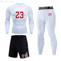 Brand Basketball Training Suit Mens Compression Leggings Shirt 3 pc set Winter Fitness clothing Gym Running tights Sportswear