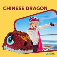 NSP หมวกกันน็อค  จักรยานสำหรับเด็กแบรนด์ Crazy Safety ลายมังกรจีนสีแดง - Chinese Dragon หมวกกันน็อก  หมวกนิรภัย