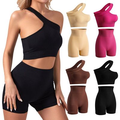 New Womens Yoga Set Sports Vest Womens High-strength Shock-proof Hip Llifting Shorts Split Fitness Yoga Suit Sportswear