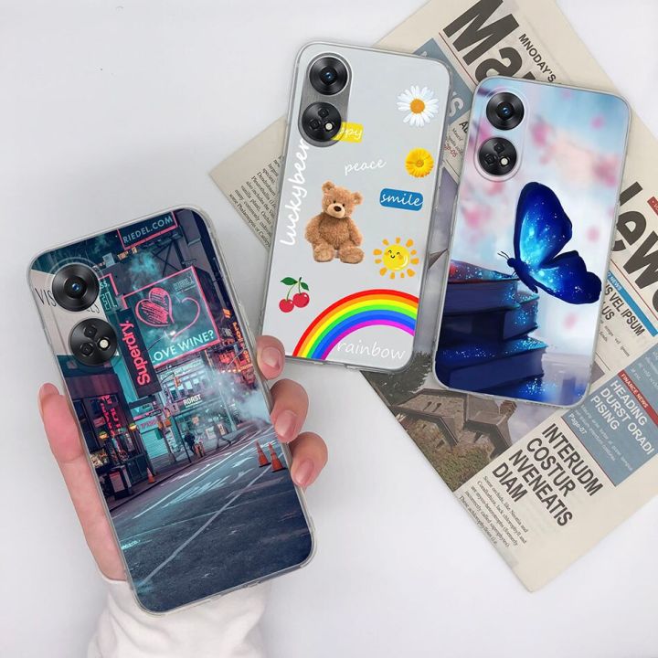 For Oppo Reno 8 Lite Case Soft TPU Silicone Rainbow Flower Cute Back Cover  for Oppo Reno8 Lite 5G Cases Reno8Lite 6.43'' 8Lite