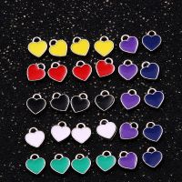 【YF】✻✟  50PCS 6x8mm 10Color Drop Charms Small Rhodium Metal Pendant Enamel Jewelry Necklace Earrings Parts