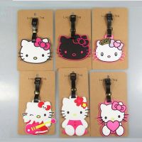 【DT】 hot  Hello Kitty Luggage Tags Anime Cartoon Travel Accessories Suitcase Holder ID Addres Silicone Gel Portable Label Baggage Tag