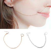 1Pc Ear Hook Nose Ring Body เครื่องประดับพู่ Chain Link Nose Piercing Body Puncture Nostril Piercing for Women - serfgfdtr