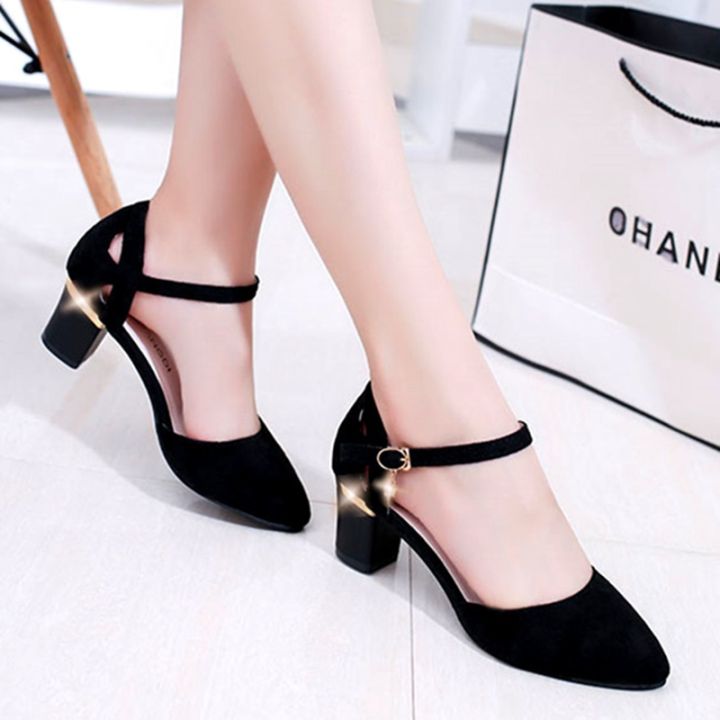 cresfimix-รองเท้าส้นสี่เหลี่ยมสีชมพูคุณภาพสูงคลาสสิกสำหรับผู้หญิง-รองเท้ารองเท้าส้นสูงปาร์ตี้ขนแกะสีดำ-a5986