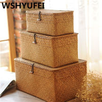 Rattan Woven Storage Box With Lid Handmade Jewelry Boxes Makeup Organizer Wooden For Sundries Puer Tea Case Containers Gift