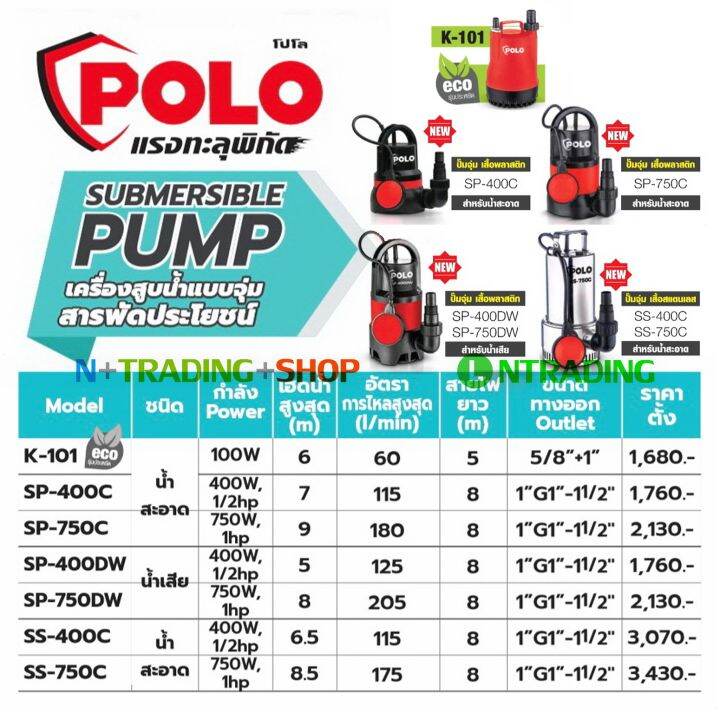 ปั๊มแช่-ปั๊มจุ่ม-ปั๊มไดโว่-polo-รุ่น-sp-400dw-เครื่องสูบน้ำแบบจุ่มสารพัดประโยชน์-400w-สำหรับน้ำเสีย-พร้อมลูกลอย