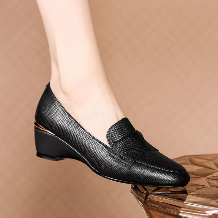 zaza-รองเท้าหนังส้นตึกสไตล์เกาหลี-รองเท้าสีดำสำหรับผู้หญิง