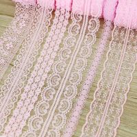 (10 yards/roll) Pink color lace fabric ribbon decoration gift wrapping material Fabric  Material