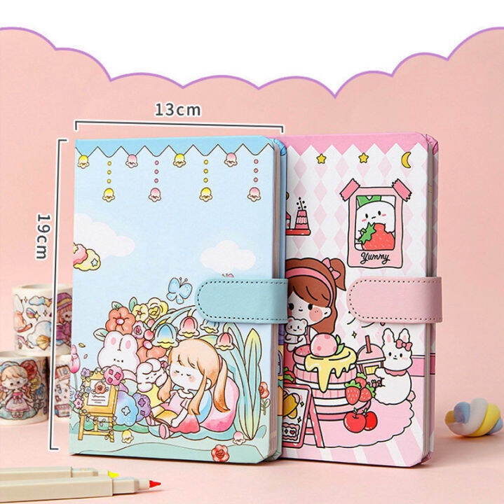 color-notebook-student-notebook-student-ledger-three-dimensional-title-page-magnetic-buckle-ledger-cartoon-notebook-cute-notebook