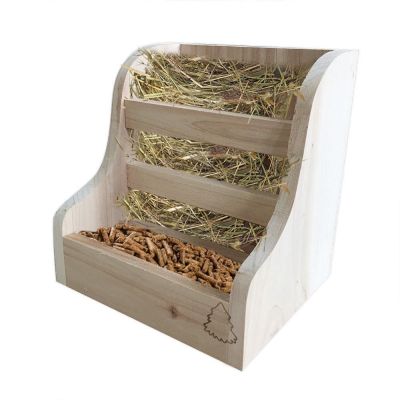 Rabbit Hay Feeder Small Animals Feeding Bowl Rack Wooden Feeding Watering Supplies For Guinea Pig Dishes Pet Feeder Accessories