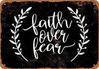 Anjoes ป้ายดีบุก Metal Vintage Look - Faith Over Fear 2 Popular Wall Art