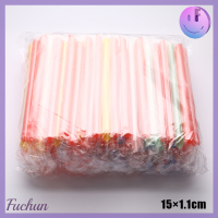 Fuchun หลอดพลาสติกขนาด100ชิ้น,หลอดดูดน้ำชุดชาเซรามิกแบบใช้แล้วทิ้ง