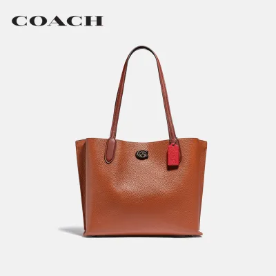 COACH กระเป๋าทรงสี่เหลี่ยมผู้หญิงรุ่น Willow Tote In Colorblock With Signature Canvas Interior สีน้ำตาล C0692 V5MBV