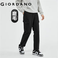 GIORDANO Men Pants Half Elastic Waist Cargo Pockets Pants Solid Color Quality Zip Simple Basic Fashion Casual Pants 01113076