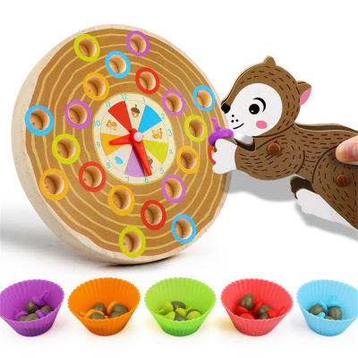 Childrens Educational Toy Baby Color Cognitive Building Blocks Cartoon Squirrel Clip Music Game Set Hand Movement Training Tool