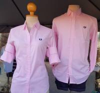 fredperryสีชมพูเนื้อผ้าOXfordแขนยาว