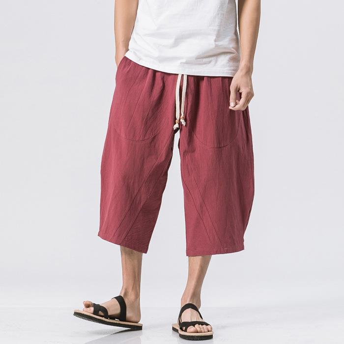 2021-ฤดูร้อนขายสไตล์จีนขนาดใหญ่-harem-กางเกงผู้ชายผ้าลินินกางเกง-capri-กางเกงขากว้างกางเกงผู้ชายขายส่ง