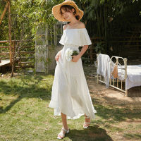 Glary Star One-Shoulder Dress ใหม่โบฮีเมียนกระโปรงยาวเป็นบางและเนื้อครอบคลุมไม่สม่ำเสมอบาหลีกระโปรงชายหาดผู้หญิง