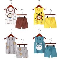 Children Pajamas Summer Clothing Set For Boys Girls Vest Tops + Short Pants Shorts Sleepwear Cartoon Totoro Cotton Kids Pyjamas