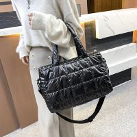 ZZOOI Winter Space Cotton Handbag Female Large Capacity Shoulder Bag Luxury Shiny Nylon Tote Bag Winter New Crossbody Bag Cloth Bags