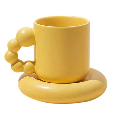 Fashion Ceramic Creative Coffee Cup with Tray Nordic Home Decor Handmade Art Tea Mug Tray Personalized Gifts