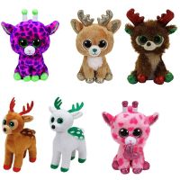 15cm Ty Stuffed Plush Toy Ragdoll Big Eyes Girl Animals Little Flower Deer Christmas Day Festive Deer Soft Plush Toy For Kids