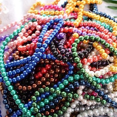 10mm 80Pcs Glass Dyeing Color Round Imitation Pearls Beads Diy Jewelry Bracelets Findings