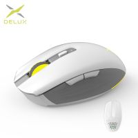 Delux M820DC เมาส์ชาร์จได้ RGB แบบมีสาย + ไร้สาย + บลูทูธเมาส์สำหรับเล่นเกมส์80ล้านคลิก16000 DPI RGB