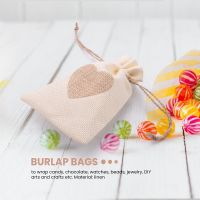 Burlap Bags, 20Pack 4X5.5Inch Drawstring Heart Burlap Gift Bag Candy Pouches Linen Pockets for ValentineS Day Christmas