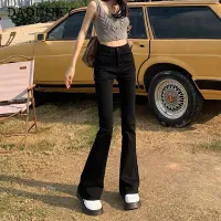 Black High Waist Flared Jeans Womens 2022 Autumn And Winter New Small Tall Slim Pants