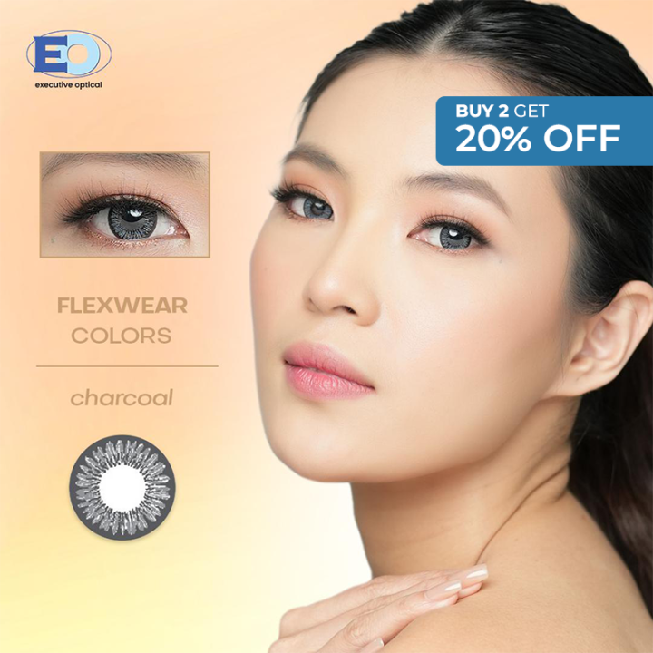 EO Flexwear Colors Colored Contact Lens Charcoal Good for 3 months