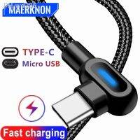 ♝❀ USB C Type C Cable 90 Degree Elbow Mobile Phone Fast Charging Cord For Samsung Xiaomi Gaming Cable Type-C Microusb Charger Cable