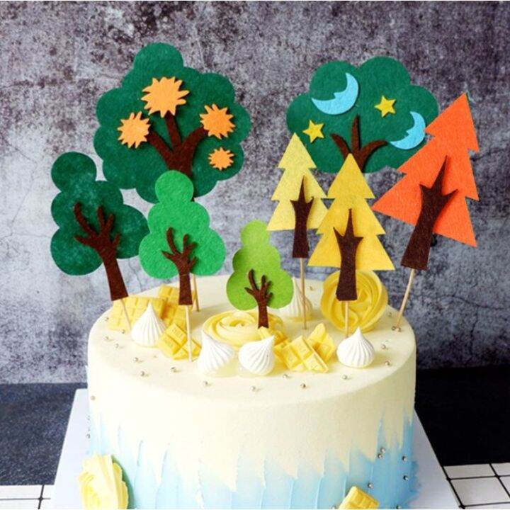 Forest Tree Cake Topper Jungle Theme Birthday Party Cake Decoration for
