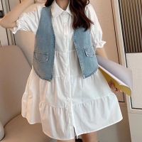 Shirt Dress Womens Summer New Design Popular Outerwear Denim Trendy Tank Top Two Piece Shirt Dress