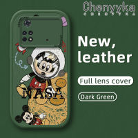 เคส Chenyyka สำหรับ Xiaomi Poco M4 Pro 5G Redmi Note 11T 5G Note 11S 5G เคสลายการ์ตูนนักบินอวกาศ Mickey เคสใส่โทรศัพท์หนังใหม่ฝาปิดเลนส์เต็มรูปแบบกล้องกันกระแทกฝาหลังป้องกันซิลิโคนเคสนิ่ม