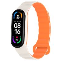 สร้อยข้อมือลูปแม่เหล็กซิลิโคนเหมาะสำหรับสาย Xiaomi Mi 7 6 5 4 3สายรัดข้อมือ Correa Mi Band 7 6เข็มขัด Mi Band 5สายรัด