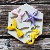 Fishtail Seahorse Silicone Mold Clay Plaster DIY Cake Baking Decoration Biscuit Chocolate Mold Sea Life Starfish Silicone Mold Bread  Cake Cookie Acce