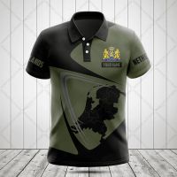 Custom Name Netherlands Map Graphic Polo Shirts Summer Casual Streetwear Dark Green Loose Oversized Sportswear For Men &amp; Women