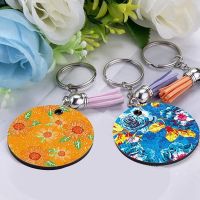 40Pcs Sublimation Blanks Keychain Set Heat Transfer Keychain Ornament MDF Blanks with Key Rings Double-Side Printed