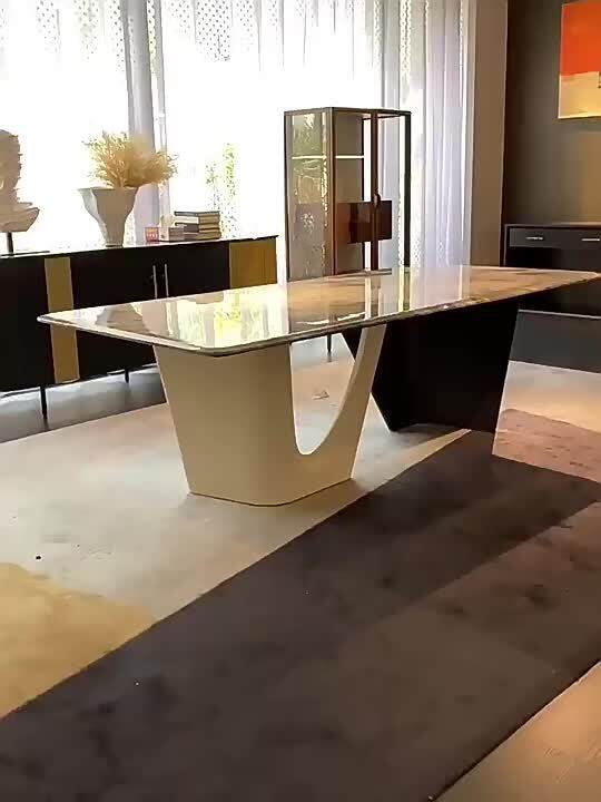 Italian luxury dining table and chair combination modern marble long