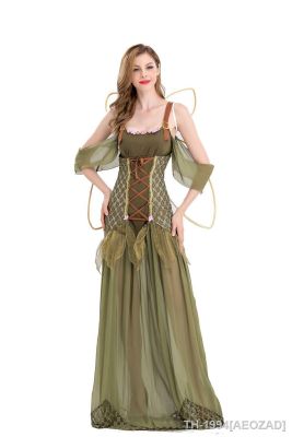 AEOZAD Mulheres ผู้ใหญ่ tinkerbell vestido de Princesa traje flor fadas festa ฮาโลวีน conto floresta verde คอสเพลย์ fantasia