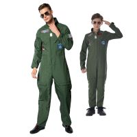 Movie Top Gun Cosplay American Airforce Uniform Halloween Costumes For Men Boys Army Green Military Pilot Jumpsuit Full Set