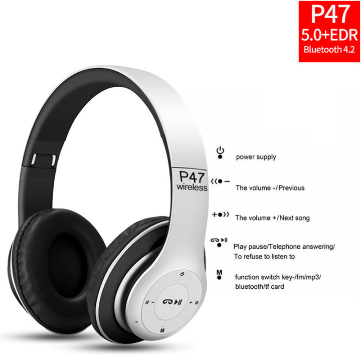 ซื้อ-1-แถม-1-หูฟังบลูทูธ-p47-เสียงดี-wireless-bluetooth-stereo-headset-หูฟังบลูธูทไร้สาย-ของแท้-100