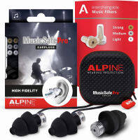 Alpine MusicSafe Pro High Fidelity Music Earplugs for Noise Reduction - 3 Interchangeable Premium Filter Sets - Professional Musician Hearing Protection - Hypoallergenic Reusable Soft Black Plugs (Option Select)