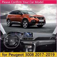 สำหรับPeugeot 3008 2008 ~ 2020 Mk1 Mk2 3008gt Gt Anti-Slip Matแผ่นคลุมแผงหน้าปัดรถยนต์SunshadeพรมแดชแมทDashอุปกรณ์เสริมรถยนต์พรม