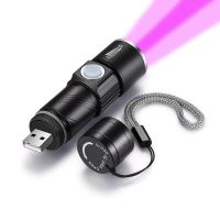 UV Lamp USB Rechargeable 3 Mode 365nm Ultraviolet Mini UV LED Flashlight Fluorescent Jade Money Detector UV Curing Light UV LED Rechargeable  Flashlig