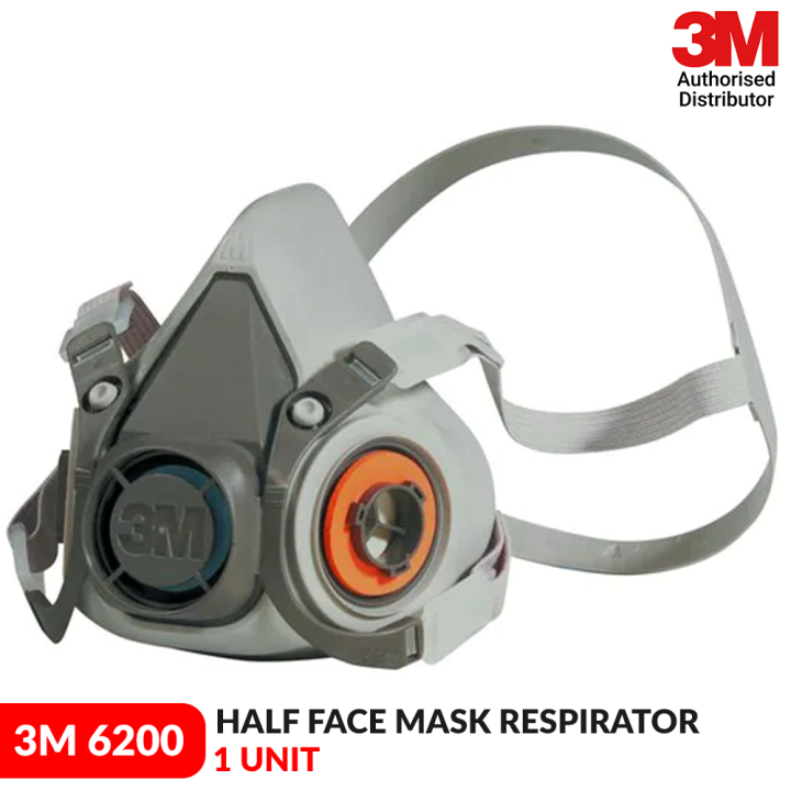 3M 6200, Half Face Mask Respirator, Reusable, Genuine, Pelindung ...