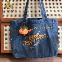 Women Cowboy Large Capacity Handbag Denim Shoulder Bags Female Embroidery R Classic Commuter tote Shopper High Quality Bags