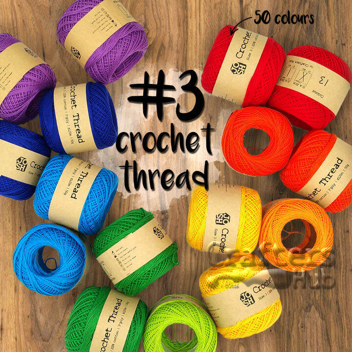 Size 3 crochet thread (Yellow Orange Red) crochet yarn string Lazada