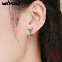 WOSTU ฤดูใบไม้ผลิใหม่925เงินสเตอร์ลิง Sprout สีเขียวใบต่างหูสตั๊ดสำหรับผู้หญิงแฟชั่น Designer เครื่องประดับ Brincos ของขวัญ FIE295